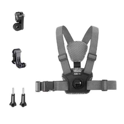Adjustable 4 in 1 Body Mount Belt Chest Strap with Mount & Screw - Grey - 1