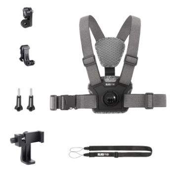 360 Phone Clamp Adjustable Body Mount Belt Chest Strap, 6 in 1 (Grey) - 1