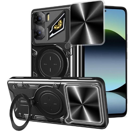 ZTE nubia Neo 3 Black CD Texture Sliding Camshield Magnetic Case - 1
