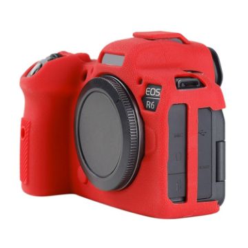 Canon EOS R6 Mark II Red Litchi Texture Silicone Protective Case - 1