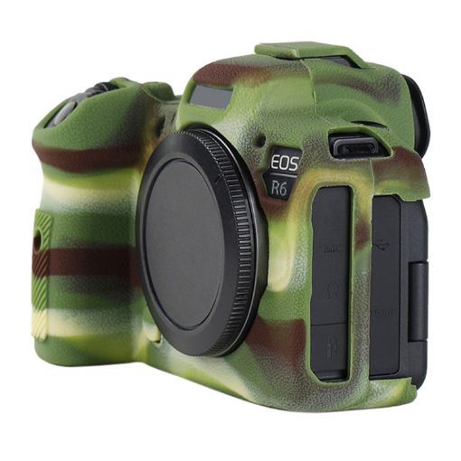 Canon EOS R6 Mark II Camouflage Litchi Texture Silicone Case - 1