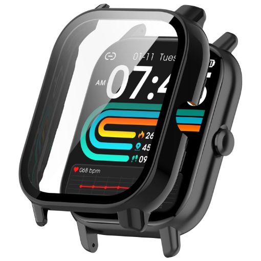 1.85" Black Protective Case for P66/P66D/P66ED Watch with Tempered Film - 1