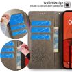 OPPO Find X8s Grey Leather Phone Case - Tree & Deer Embossed Design - 6