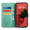 Realme 14 5G Green Leather Phone Case - Tree & Deer Embossed Design - 3