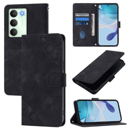 Realme V70/14x Global/C75 5G Black Embossed Leather Phone Case - 1