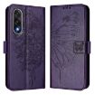 OnePlus Ace 5 Ultra Dark Purple Embossed Butterfly Leather Case - 2