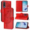 OnePlus Ace 5 Ultra Red Leather Phone Case with Embossed Butterfly Design - 1