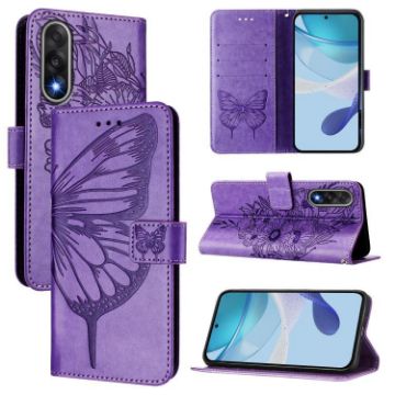 OnePlus Ace 5 Ultra Light Purple Embossed Butterfly Leather Case - 1