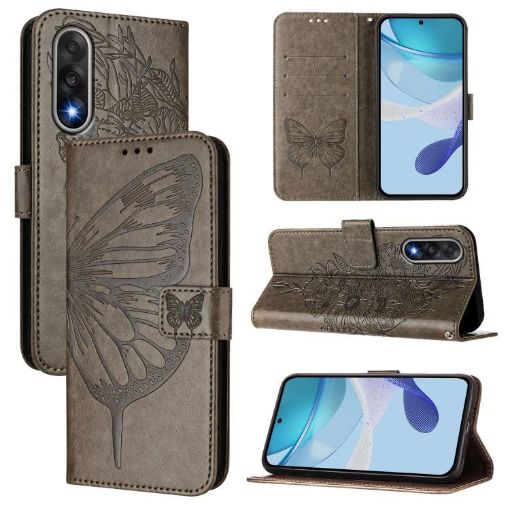 OnePlus Ace 5 Ultra Grey Embossed Butterfly Leather Phone Case - 1