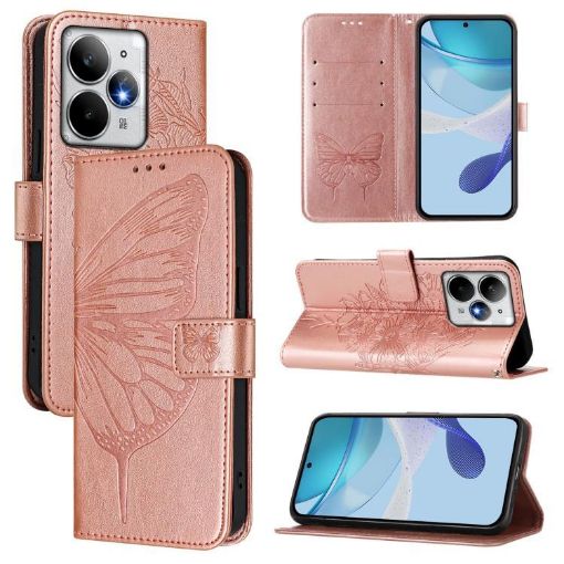 Realme Neo7 Turbo 5G Butterfly Leather Phone Case - Rose Gold - 1