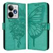 Realme Neo7 Turbo 5G Green Embossed Butterfly Leather Phone Case - 2