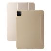 iPad Pro 13 2024 Gold Leather Case - Three-fold Holder Flip Cover - 1