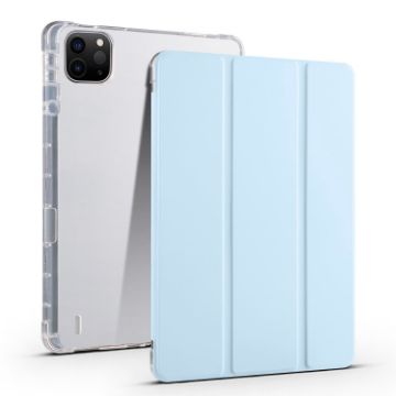 iPad Pro 13 2024 Clear TPU Leather Case with Pen Slot - Ice Blue - 1