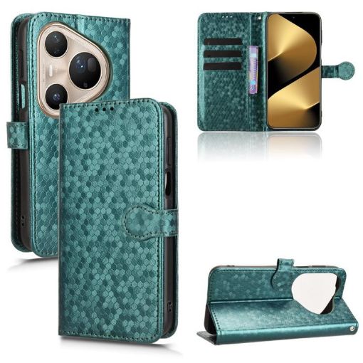 Huawei Pura 80 Ultra 5G Green Honeycomb Dot Leather Phone Case - 1