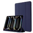 iPad Pro 13 2024 Dark Blue Leather Case with Pen Slot & Tri-fold Design - 1