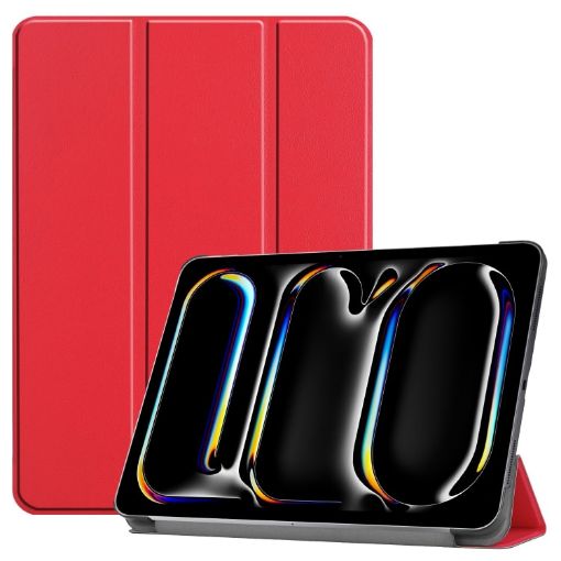 iPad Pro 13 2024 Red Leather 3-Fold Holder Case by Custer - 1