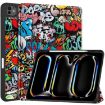 iPad Pro 13 2024 Leather Case with Pen Tray - Custer Painted Graffiti - 1