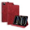iPad Pro 13 2024 Red Love Butterfly Embossed Leather Tablet Case - 1