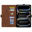iPad Pro 13 2024 Brown Love Butterfly Embossed Leather Case - 4