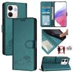 OPPO A5x 4G/5G Cat Rat Embossed RFID Leather Case with Lanyard Green - 1