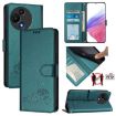 TCL 60 SE NxtPaper/605 Cat Rat Embossed RFID Leather Case - Peacock Green - 1