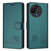 TCL 60 SE NxtPaper/605 Cat Rat Embossed RFID Leather Case - Peacock Green - 2
