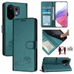 Vivo S30 Peacock Green Cat Rat Embossed RFID Leather Case with Lanyard - 1
