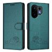Vivo S30 Peacock Green Cat Rat Embossed RFID Leather Case with Lanyard - 2