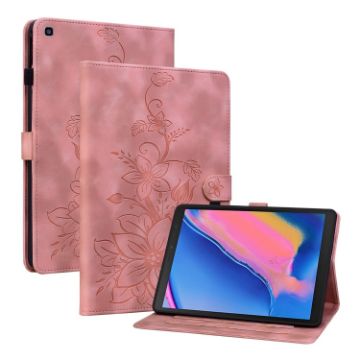 Samsung Galaxy Tab A 8.0 2019 Pink Lily Embossed Leather Case - 1