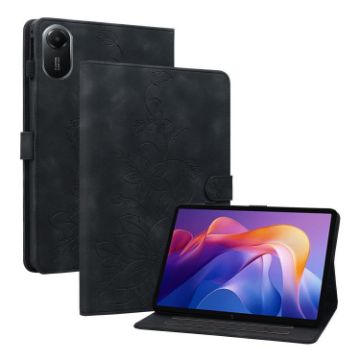 Redmi Pad 2/SE 11 2025 Lily Embossed Leather Case - Black - 1