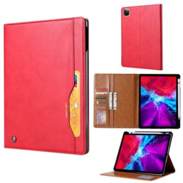 iPad Pro 13 2024 Red Leather Flip Case - Knead Skin Texture - 1