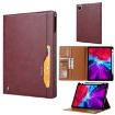 iPad Pro 13 2024 Wine Red Leather Flip Case with Knead Skin Texture - 1