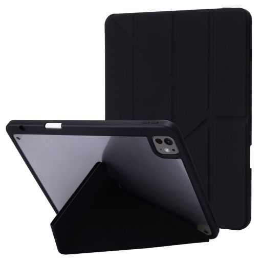 iPad Pro 13 2024 Black Acrylic Leather Tablet Case - Transparent - 1