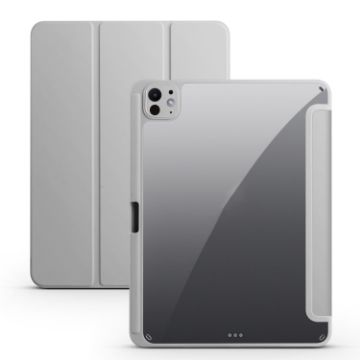 iPad Pro 13 2024 Gray Acrylic 3-Fold Smart Leather Case - 1