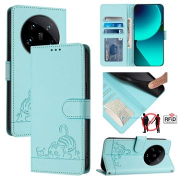 Xiaomi 14 Ultra 5G Mint Green RFID Leather Case with Lanyard - 1