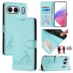 OnePlus Nord 4 5G Mint Green Cat Rat Embossed RFID Leather Case - 1