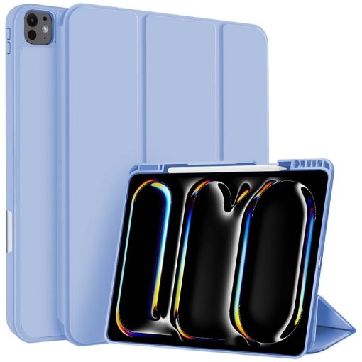 iPad Pro 13 2024 Smart Leather Case with Pen Slot - Ice Blue - 1