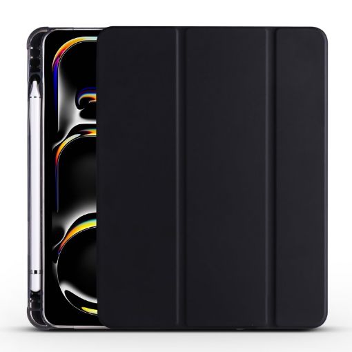 iPad Pro 13 2024 TPU Leather Smart Case with Pen Slot - Black - 1
