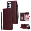 OPPO Reno13 5G Leather Phone Case, 3-Card Slots, Wine Red, Global - 1