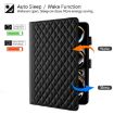 iPad Pro 13 2024 Black Rhombus Lattice Leather Smart Case - 3