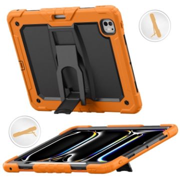 iPad Pro 13 2024 Orange Silicone Tablet Case with Strap & Holder - 1