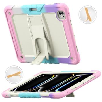 iPad Pro 13 2024 Camouflage Pink Silicone Tablet Case with Strap - 1