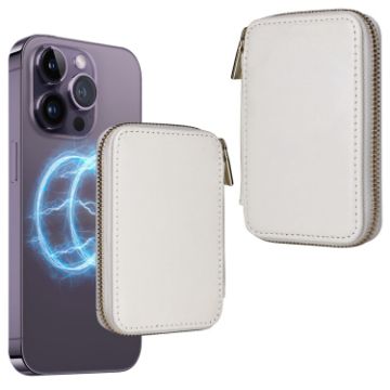 HS-005 MagSafe Magnetic Zipper Card Bag Phone Back Sticker White - 1