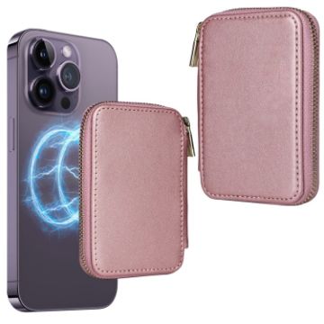 MagSafe Magnetic Zipper Card Bag Sticker for Mobile Phone Rose Gold - 1