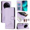 Xiaomi 14 Ultra 5G Purple Cat Rat Embossed RFID PU Case with Strap - 1