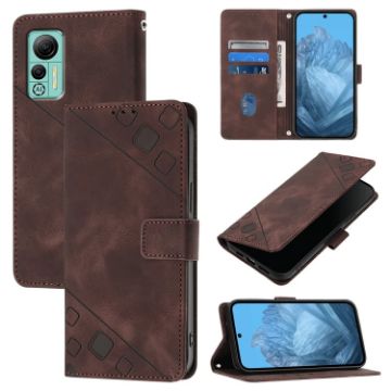 Ulefone Note 14 Embossed Leather Phone Case - Brown Skin Feel - 1