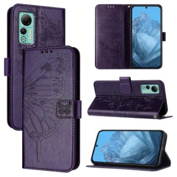 Ulefone Note 14 Dark Purple Embossed Butterfly Leather Phone Case - 1