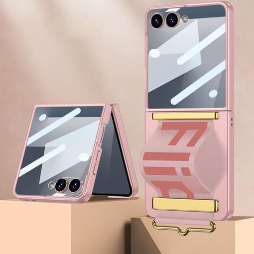 Samsung Galaxy Z Flip7 5G Pink Ultra-thin Wristband Holder Case GKK - 1