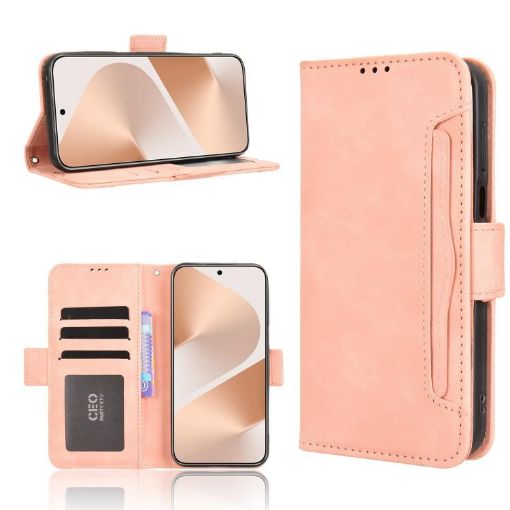 Huawei Pura 80 5G Pink Leather Phone Case with Card Slots - 1