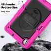 iPad Pro 13 2024 Silicone Hybrid Case with Strap - Black/Rose Red - 3